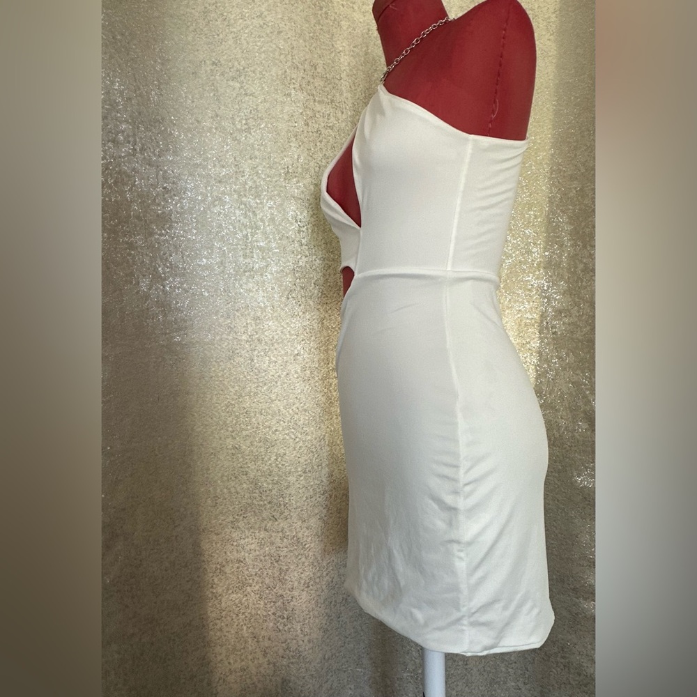WHITE CUTOUT MINI DRESS